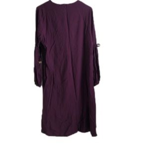 Purple High-Low Shift Dress – Beaded Sleeves, Lightweight Elegance D268